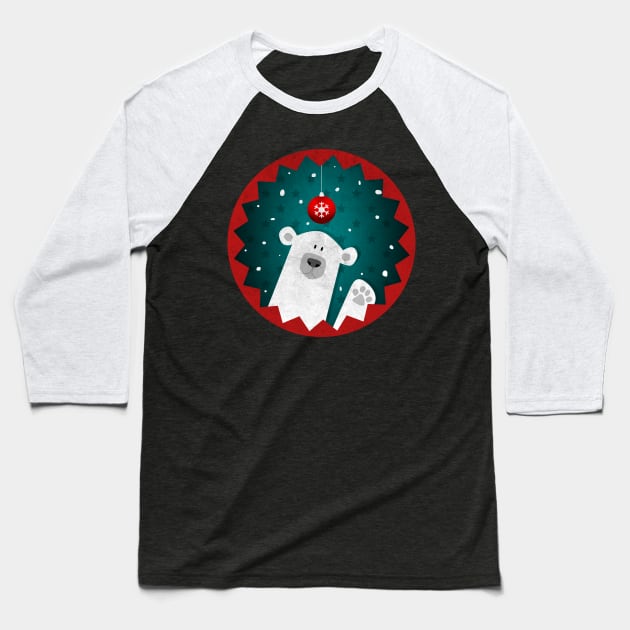 A Polar Bear Christmas Baseball T-Shirt by Bumblebeast